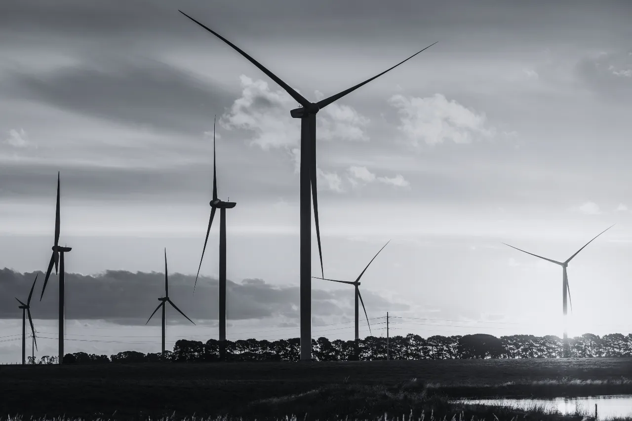 Card 2 - Windturbines in an open field